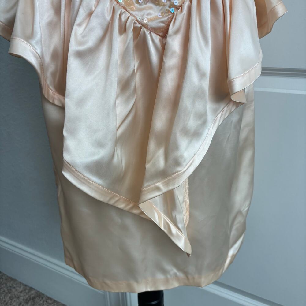 Vtg 90s Zum Zum Prom Dress 11/12 Peach Pink Sequin Peplum Puff Sleeve ILGWU USA - Picture 4 of 16